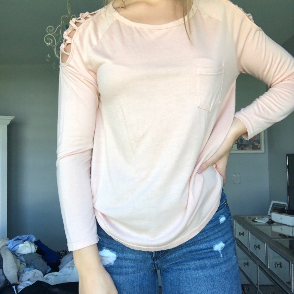 pink long sleeve shirt